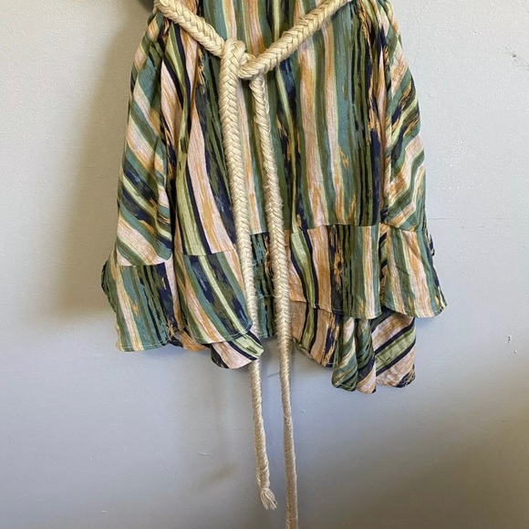 Free People One Shoulder Asymmetric Rope Belt Dress Green Size Small - Picture 4 of 4